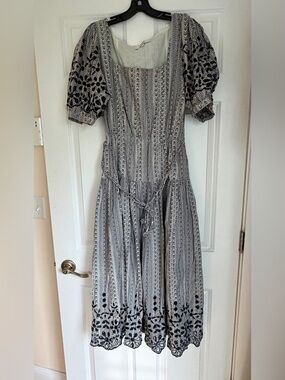 Joie Nashua Black and White Long Sleeve Dress large